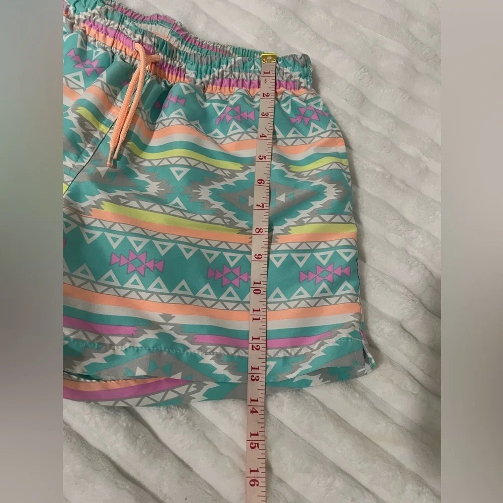 Chubbies Teal and Pink Patterned Swim Trunks